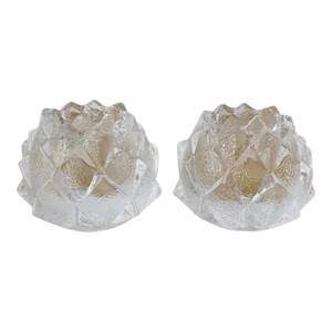 Vintage Kostaboda Orrefors Sweden Nimbus Glass Votive Candleholders - a Pair