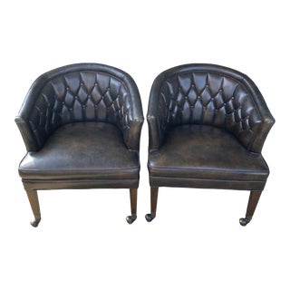 Vintage Barrel Back Club Chairs on Casters - a Pair For Sale