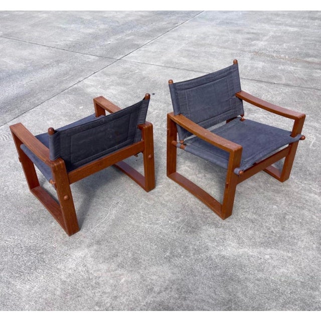 Borge Jensen for Bernstorffsminde Møbelfabrik Teak Safari Chairs - A Pair For Sale - Image 11 of 11