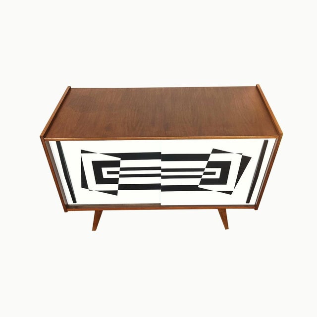 Two-Door Sideboard with Op Art Motif, Poland, 1963 For Sale - Image 4 of 10