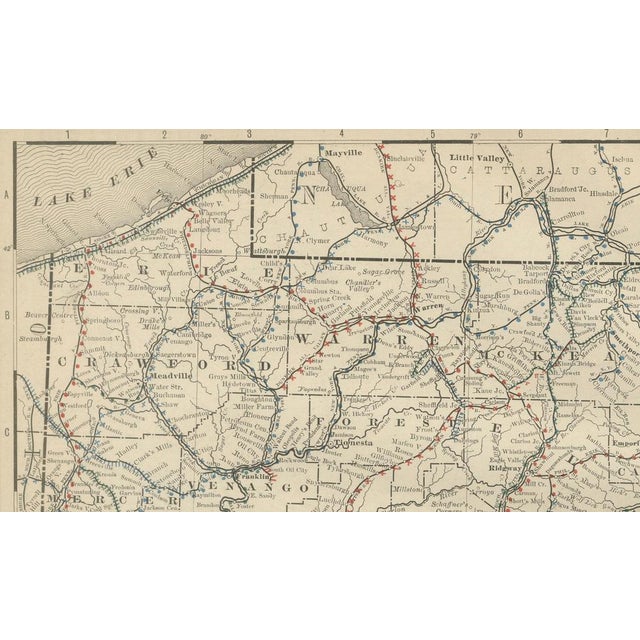 Black Pennsylvania Map of Mountains and Cities by Rand McNally For Sale - Image 8 of 9