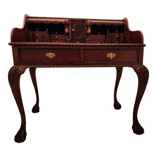 Late 20th Century Chippendale Style Escritoire Mahogany Desk For Sale