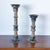 Mid-Century Pottery Candlesticks in Graduated Sizes, a Pair Brutalist fluted pottery candlesticks in stunning glazes of...