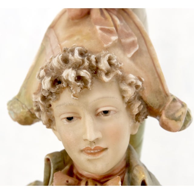 Ceramic Pair of Large Porcelain Ceramic Dancing Very Fine Figurines Table Lamps MINT! For Sale - Image 7 of 17