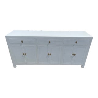 Vintage Asian Modern High Gloss White Sideboard For Sale