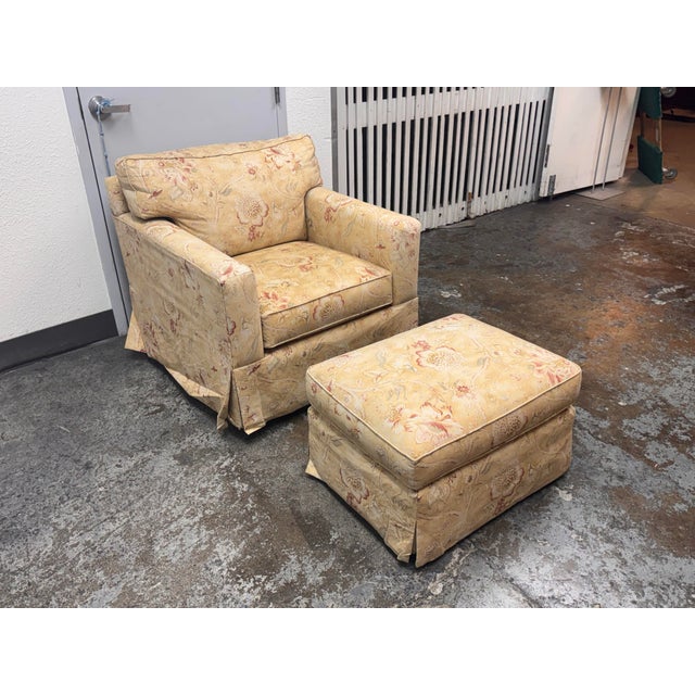 Modern McCreary Modern for Macy’s Modern Concepts Floral Swivel Chair + Ottoman For Sale - Image 3 of 12