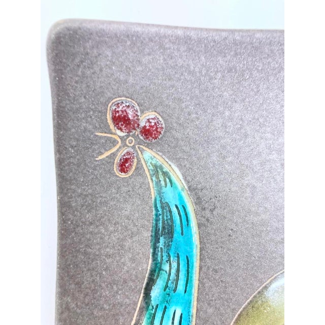 Rectangular, slightly curved wall plate from the 1950s, by Hugo Köhler, Biel, Switzerland. Ceramic. Good used condition....