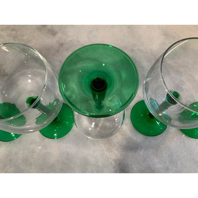 Luminarc France Green Stem Wine Glasses, Set of 5 Chairish