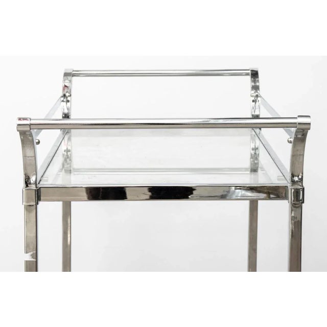 Early 21st Century Modern Chrome & Glass 2-Tiered Bar Cart For Sale - Image 5 of 12