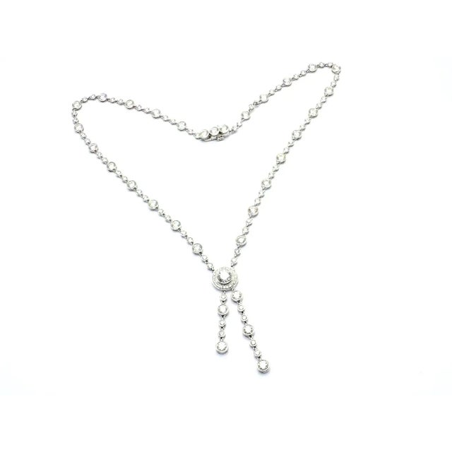 Tiffany and Co. Mid 20th Century Tiffany & Co. Jazz Diamond Lariat Drop Platinum Necklace For Sale - Image 4 of 13