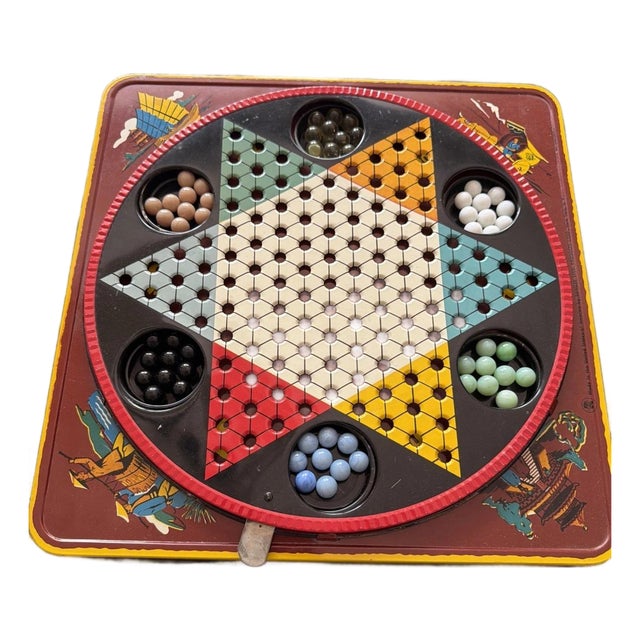 Vintage Ranger Steel Products Pagoda Chinese Checkers Rotating Board For Sale