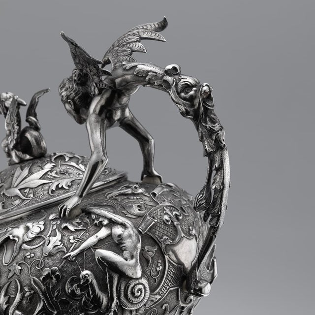 Antique Italian Silver Three Piece Tea Set by G.Accarisi, 1890, Set of 3 For Sale - Image 13 of 18