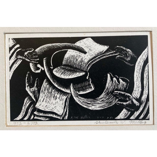 Shulamith Wittenberg Miller, Shana Tova, New Year Woodcut Israeli Judaica Early Bezalel School Woman Artist For Sale