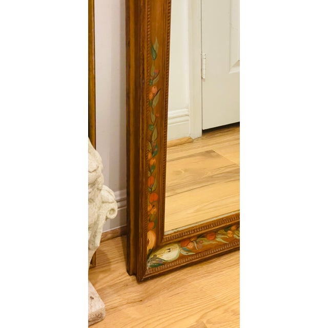19!th c French Antque Handpainted large wall / mantel mirror with handpainted fruits.