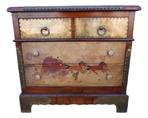 1930s Monterey Classic Dresser in Dark Smoky Maple With Juan Duran Tinoco Decorations