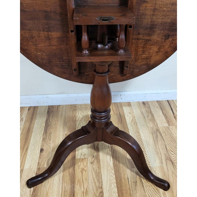 Antique English 19th C Mahogany Queen Anne Round Birdcage Tilt & Turn Top Table For Sale - Image 18 of 18