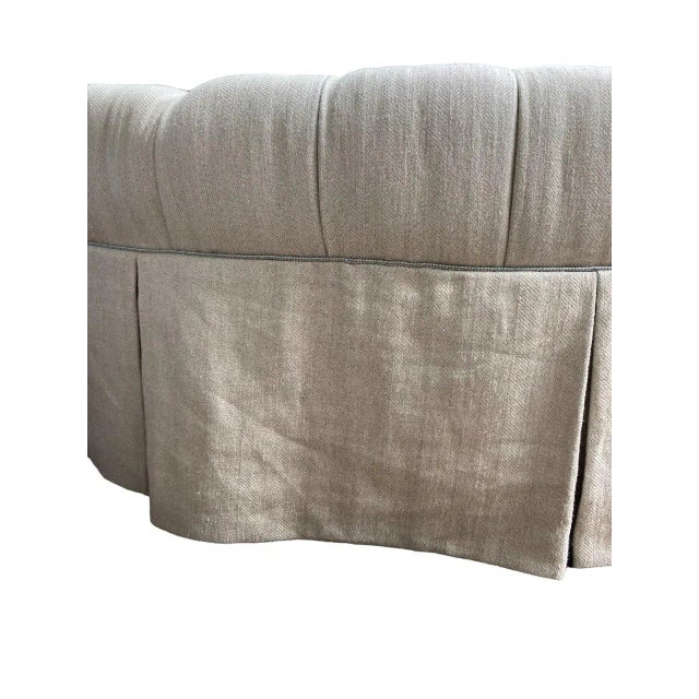 Custom Made Traditional Oval Tufted Ottoman For Sale - Image 11 of 12