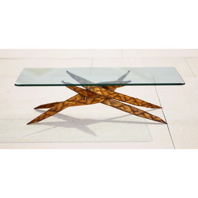 1960s Brutalist Torch Cut Steel Silas Seandel Style Coffee Table Base For Sale - Image 9 of 10