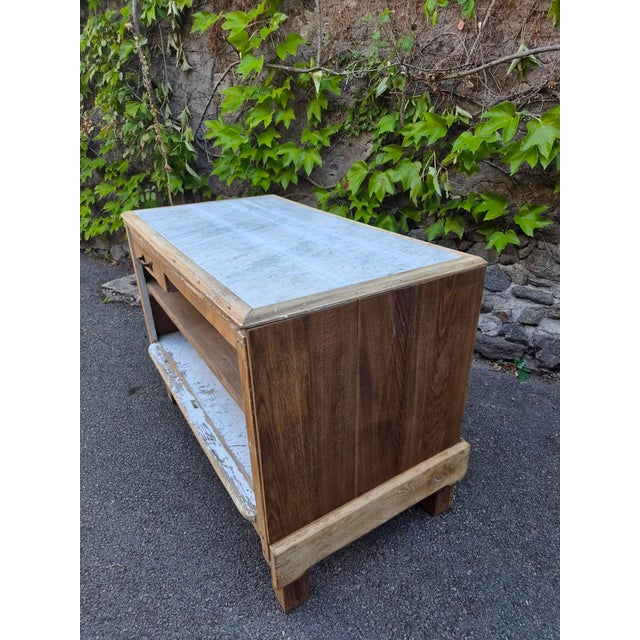 Antique French Patisserie Counter Kitchen Island with Marble Top, 1930 For Sale - Image 9 of 18