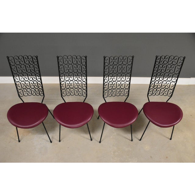 Mid-Century Modern Arthur Umanoff Wrought Iron Dining Chairs - Set of 4 For Sale - Image 3 of 10