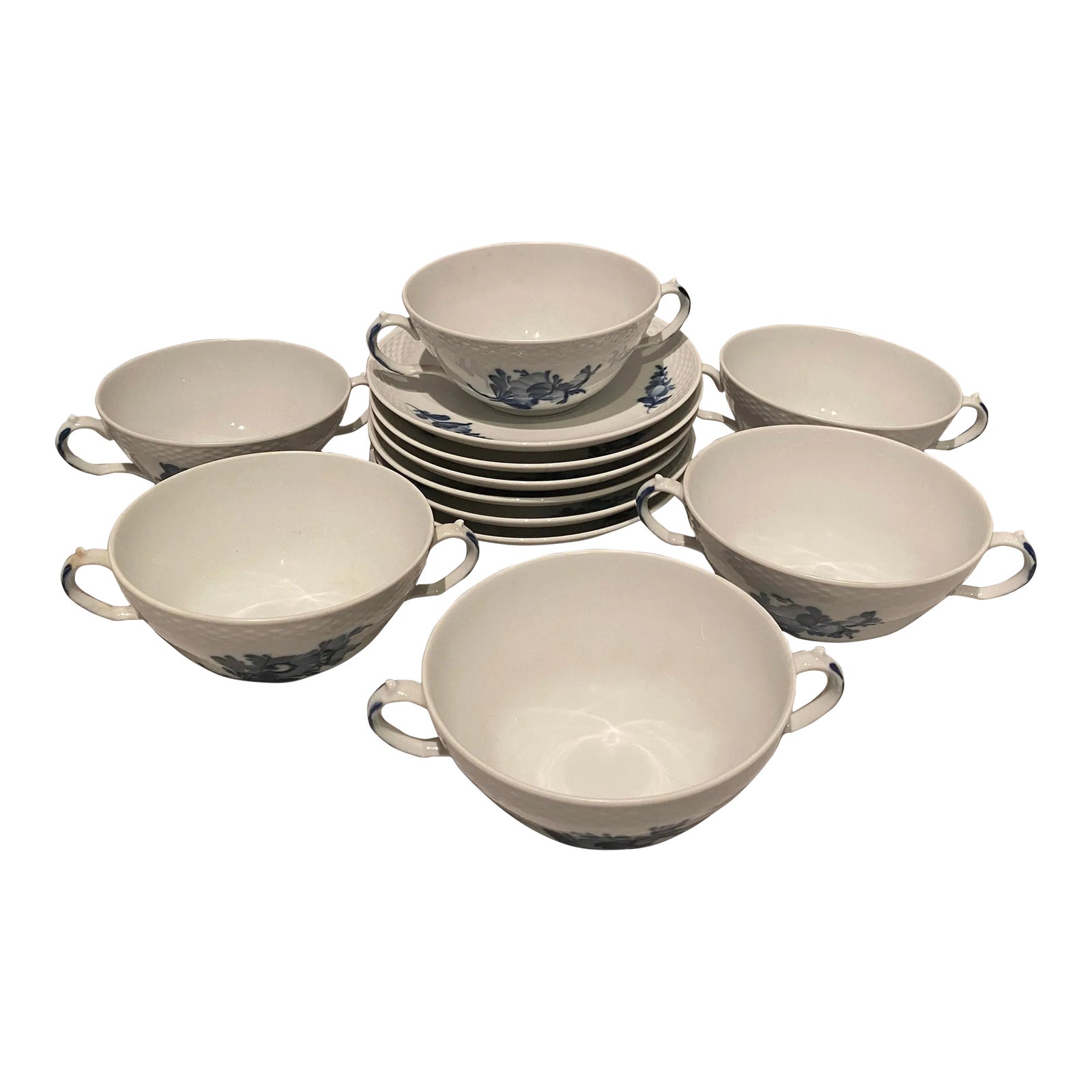 Vintage Royal Copenhagen Cream Soup Bowls & Saucers Set 12 Pieces Chairish