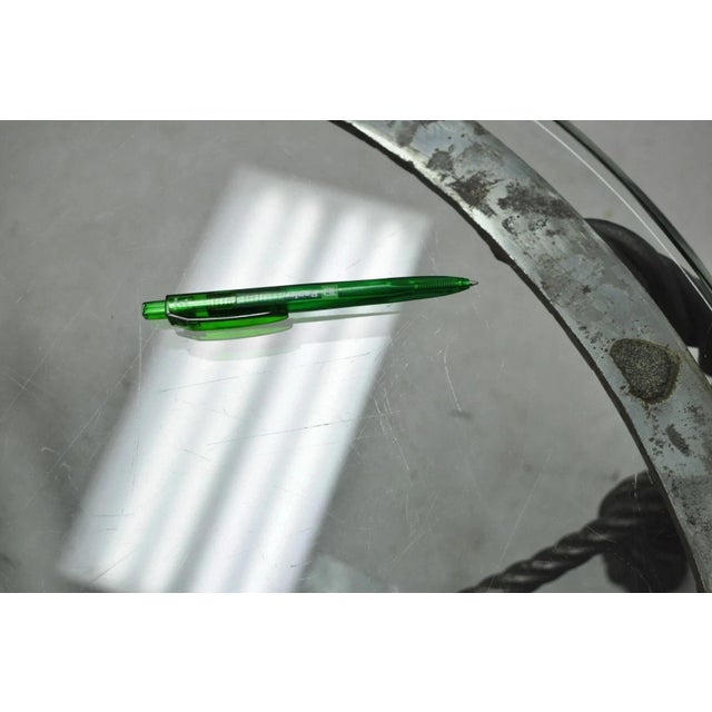 Metal Mid 20th Century Italian Hollywood Regency Steel Knotted Rope and Tassel Round Glass Coffee Table For Sale - Image 7 of 11