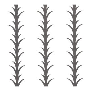 Schumacher x Celerie Kemble Acanthus Stripe Wallpaper in Carbon on Ivory For Sale