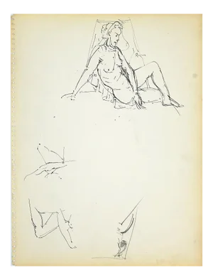 Herta Hausmann, Female Figure 4, Black Marker Pen on Paper, 1950s