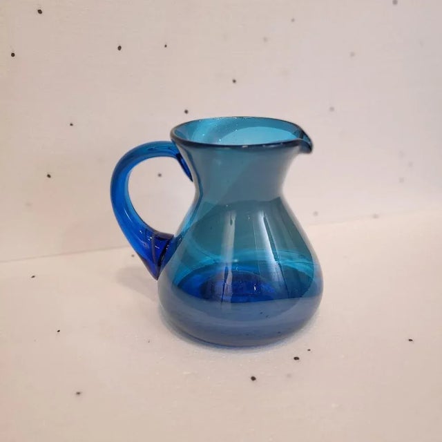 Blue Blown Glass Jug, Italy, 1950s For Sale - Image 13 of 14