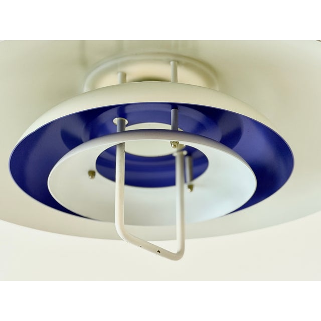 Large Vintage Danish Form-Light Pendant Lamp in White and Cobalt Blue, Denmark, 1970s For Sale - Image 14 of 18