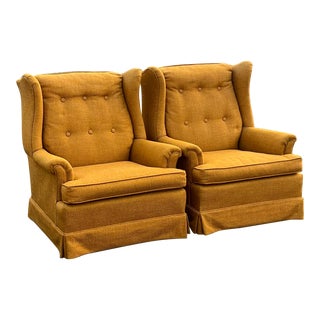 Ethan Allen Traditional Classics Skirted Wingback Chairs - a Pair For Sale