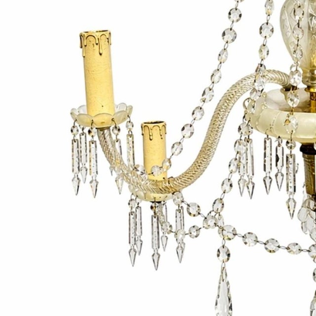 European Chandelier with Crystal Pendants For Sale - Image 3 of 6