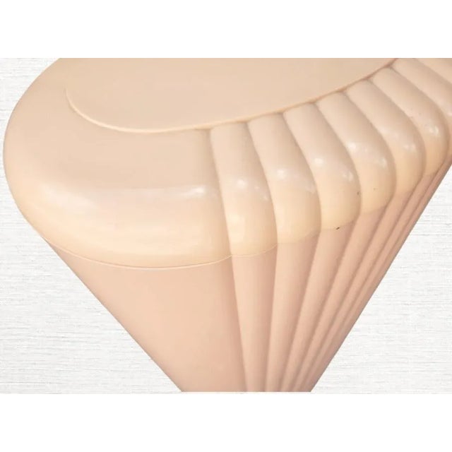 Hollywood Regency Vintage Hollywood Regency Pale Peach Hard Plastic Fluted Hollywood Regency Clothing Hamper For Sale - Image 3 of 7