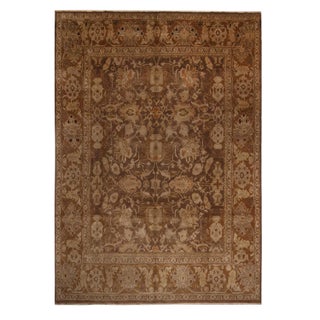 Vintage Mid-Century Sultanabad Beige-Brown Wool Persian Rug For Sale