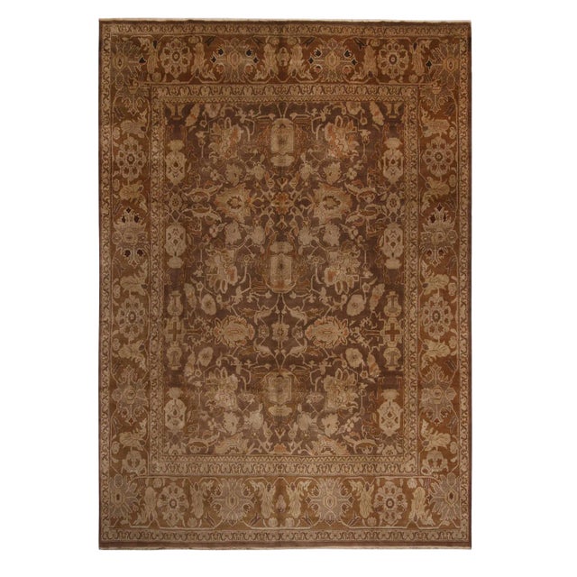 Vintage Mid-Century Sultanabad Beige-Brown Wool Persian Rug For Sale