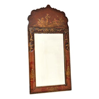 Antique Georgian Chinoiserie Lacquered Mirror, 1800s For Sale