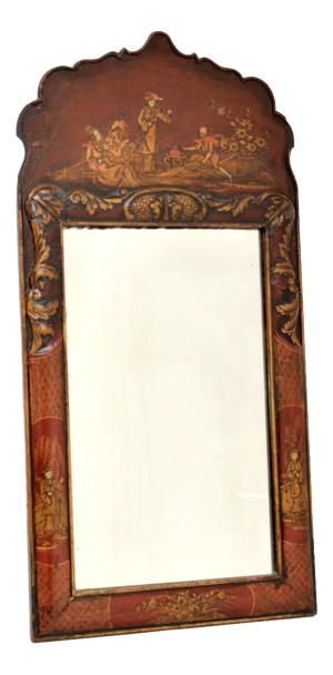 Antique Georgian Chinoiserie Lacquered Mirror, 1800s