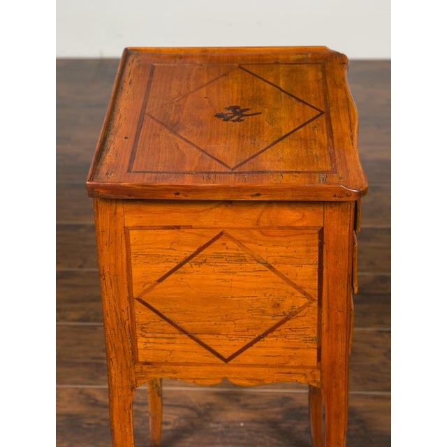 Louis Philippe French Louis-Philippe Period 1840s Walnut Bedside Table with Geometric Banding For Sale - Image 4 of 12