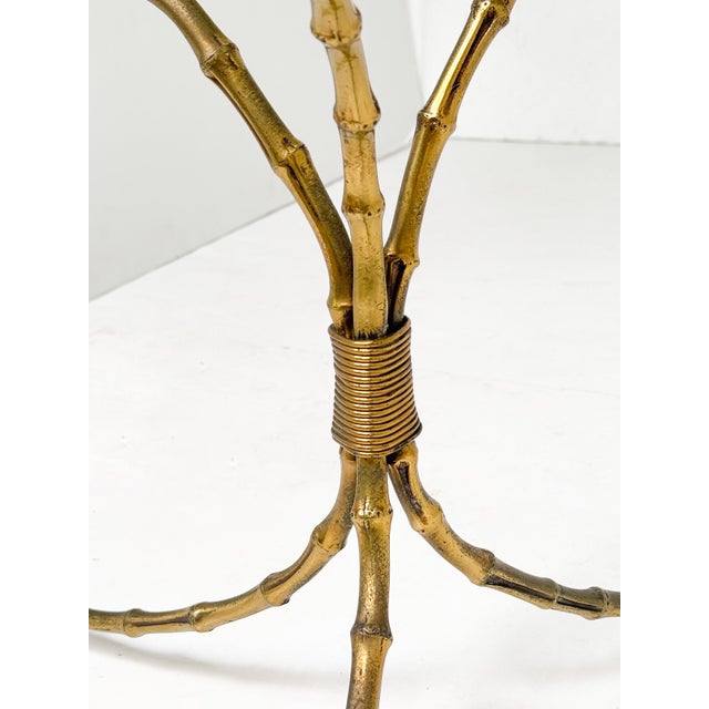Brass Maison Baguès Cocktail Table With Glass Top Over Faux Bamboo Base of Brass For Sale - Image 8 of 10