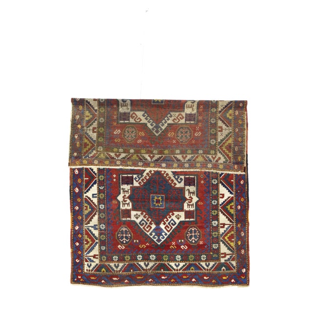 Antique Caucasian Kazak Rug 4'9" x 6’11". SW Caucasus/Armenia. Boldly patterned, strongly colored, totally geometric, all...