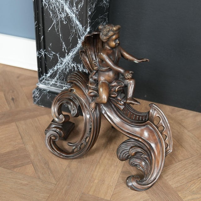 Metal Pair Bronze and Iron, Fireplace Decorations For Sale - Image 7 of 7