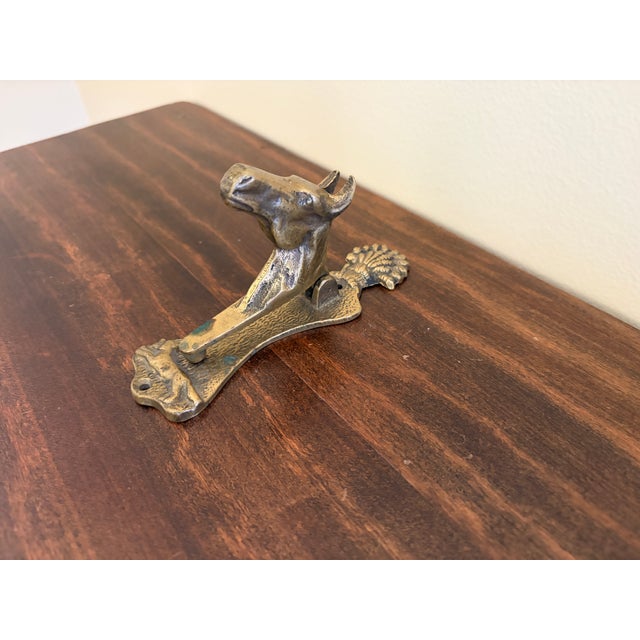 French Country 1940s English Cast Brass Equestrian Horse Door Knocker For Sale - Image 3 of 13