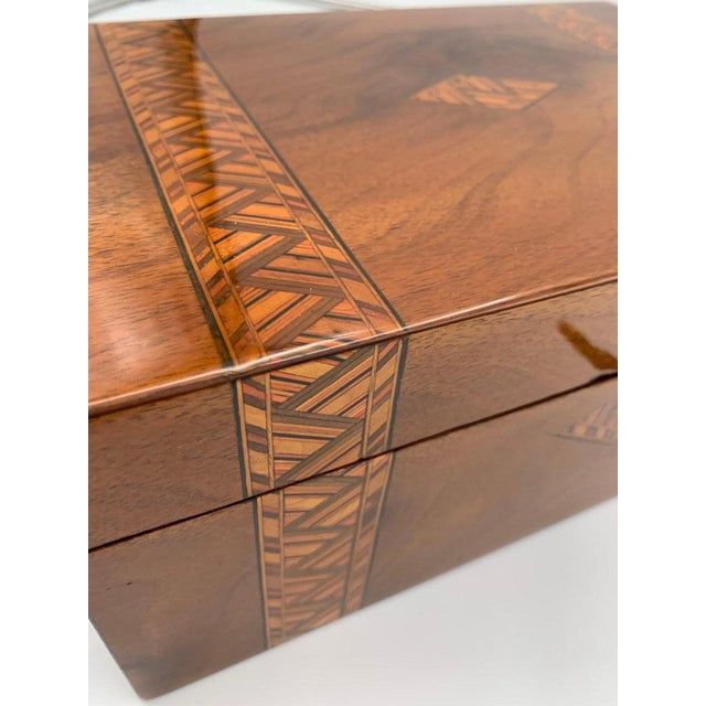 Wood Writing Casket Box in Walnut with Inlays, England, Late 19th Century For Sale - Image 7 of 14