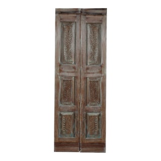 Antique Rustic Farmhouse Carved Door – French Country Style Sliding Barn Door 80x28 For Sale