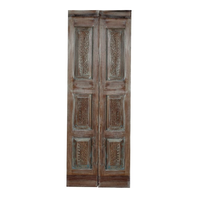 Antique Rustic Farmhouse Carved Door – French Country Style Sliding Barn Door 80x28 For Sale