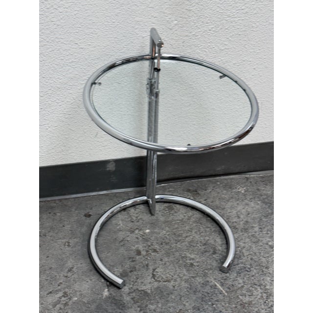 Mid-Century Modern Alivar Eileen Grey Style Chrome + Glass Side Table For Sale - Image 3 of 12