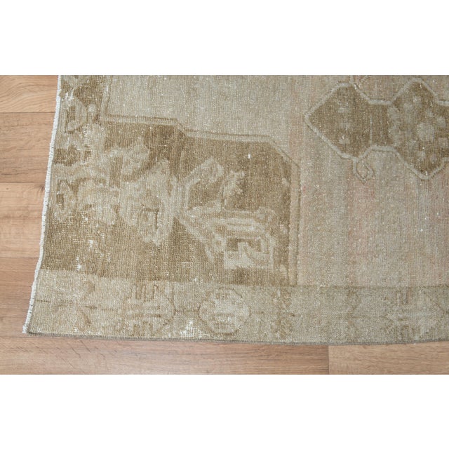 1970s Vintage Handmade Wool Cotton Turkish Beige Runner Rug For Sale - Image 10 of 11