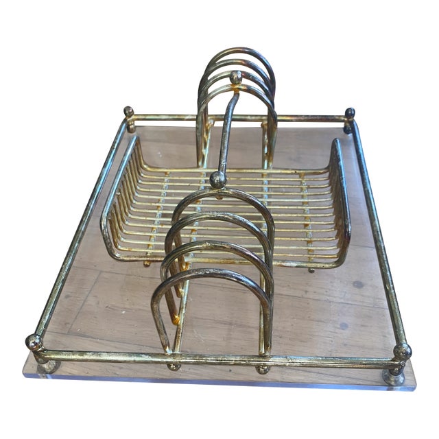 Vintage Silver Plate and Lucite Tabletop Desktop Boudoir Organizer For Sale