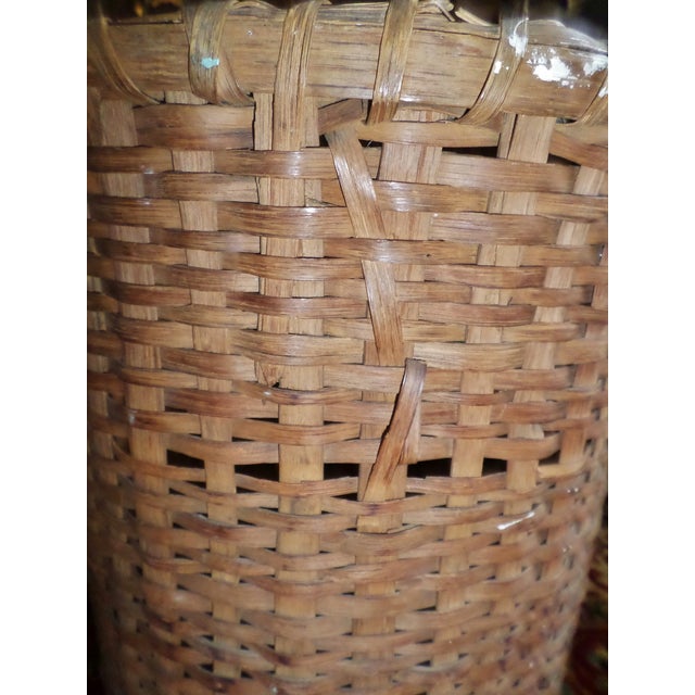 Antique Tall Splint Oak Woven Cane Gathering Basket For Sale In Columbia, SC - Image 6 of 10