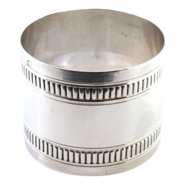 Silver Napkin Ring with Raised Edge Friezes For Sale
